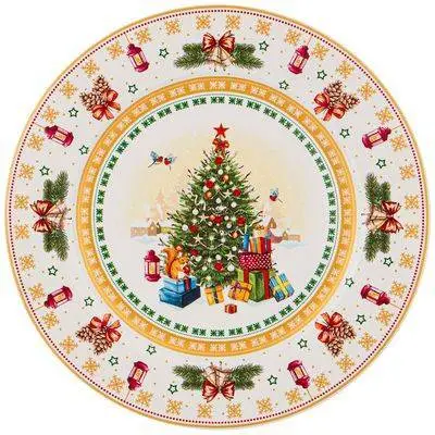 Тарелка фарфоровая обеденная "Елка" 27см в под.уп