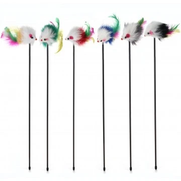 Игрушка - дразнилка на палочке ЦапЦап, мышка, цвет микс, 46см ( пакет с подвесом)_5