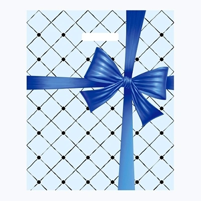 Пакет ПЭ с вырубной ручкой 36x43+3см (35) (Синий бант) Артпласт (х50/1000)