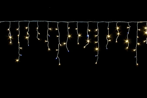 Гирлянда для улицы БАХРОМА "Мерцание" ш3м* в0,4/0,6/0,8 см 124 ламп LED, прозр.пров, 1 реж, IP-54, Теплый белый (возможность соединения)